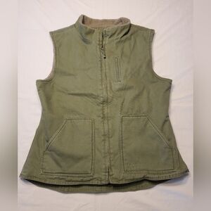 Lakin Mckey Women's Canvas Sherpa Lined Vest Olive Green Size 2XLR Farming Work